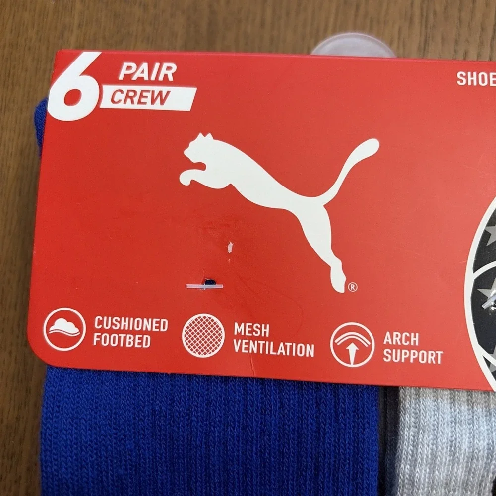PUMA Men's World Cup Soccer Crew Socks U.S.A. - Shoe Size 8-12 - 6 Pair - NEW